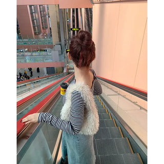 Striped off-shoulder top