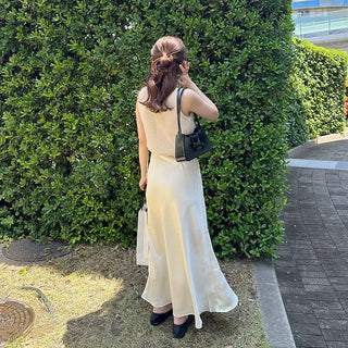 Satin long skirt