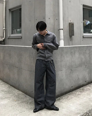 Semi-Clothed Polo Knit Cardigan