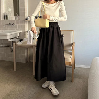 Side pocket gathered flared skirt