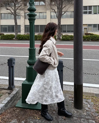 Flower lace midi skirt
