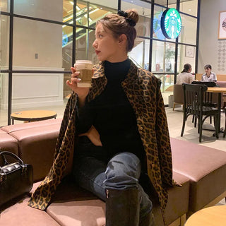Leopard print oversized shirt