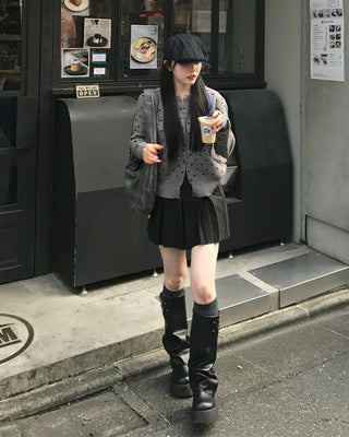 Polka Dot Knit Cardigan