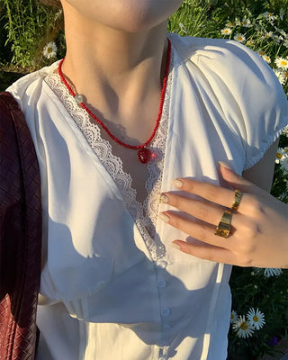 Strawberry Charm Bead Necklace