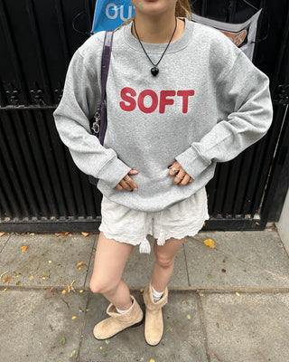 (ORIGINAL) SOFT Lettering Sweatshirt (Fleece-lined)