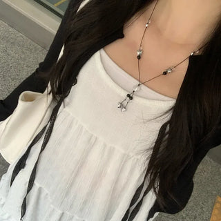 Black Ball Clear Bead Necklace