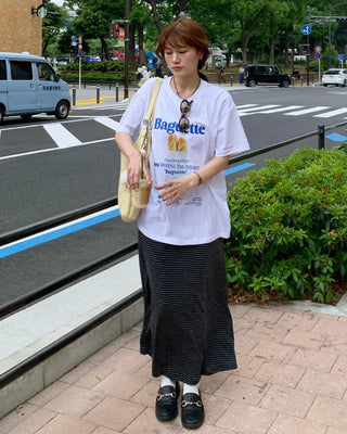Striped strap long skirt
