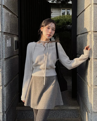 (4 colors) Ribbon Strap Fur Cardigan