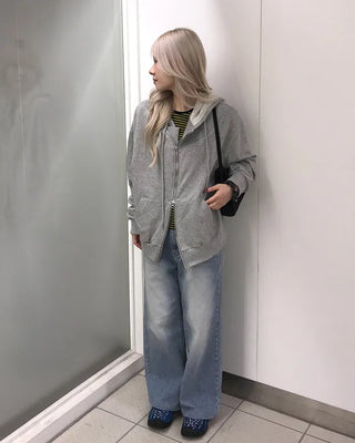 Asymmetrical zip-up hoodie