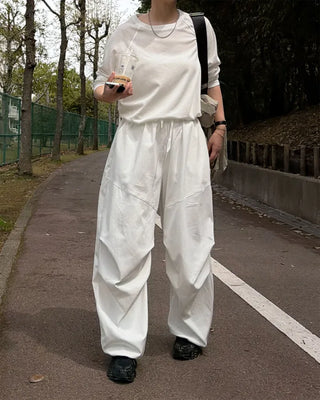 Elastic waist parachute pants