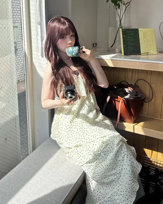 Polka Dot Tiered Camisole Long Dress