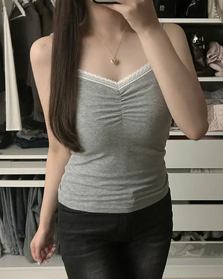 Shirred Lace Sleeveless