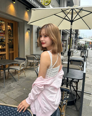 Cup-attached polka dot camisole