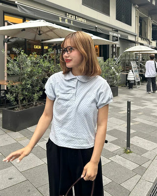 Front Gathered Dot T-Shirt