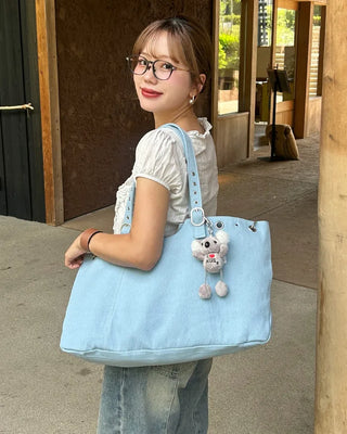 Denim Big Shoulder Tote Bag