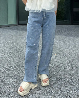 Heart Stud Denim Pants