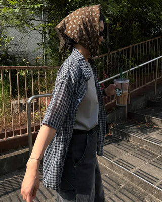 Modern check short-sleeved shirt