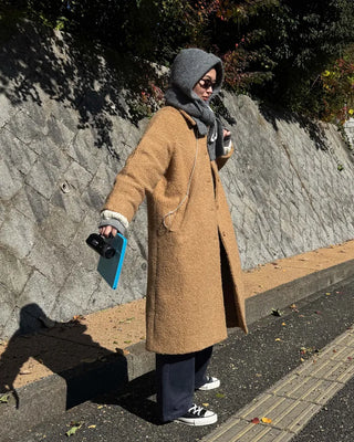 Boucle Collar Long Coat