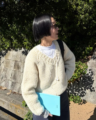 Handmade V-neck knit sweater