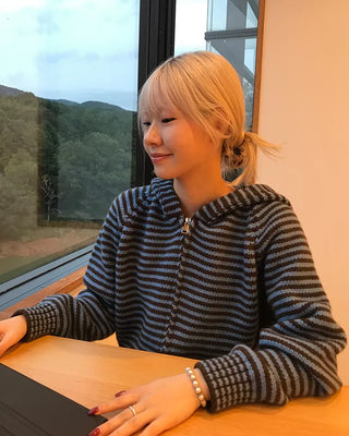 Striped knit hoodie