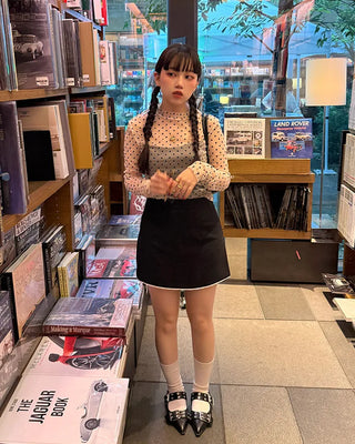Two-tone mini wrap skirt