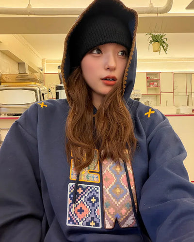 Ethnic patch hoodie