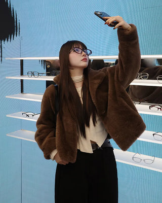 Oversized fur jacket