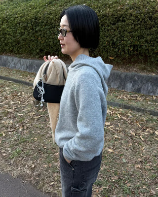 Wool knit hoodie