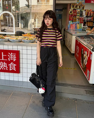 Side Shirring Ribbon Cargo Pants