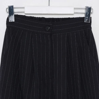 Striped pleated wide slacks