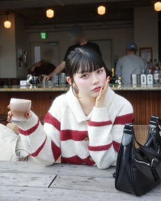 Striped knit cardigan