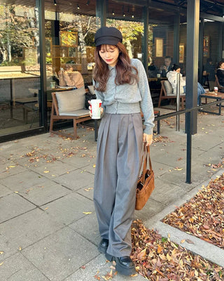 Button-collar knit cardigan