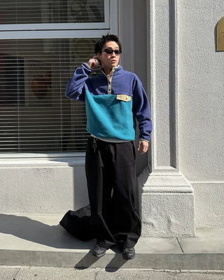 (Unisex) Two-tone fleece anorak