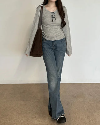 Basic Crew Neck Long-Sleeve T-Shirt