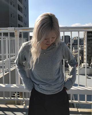 Brushed Cotton Loose Long-Sleeve T-Shirt