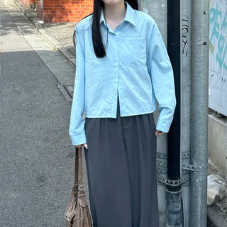 One-pocket cropped shirt
