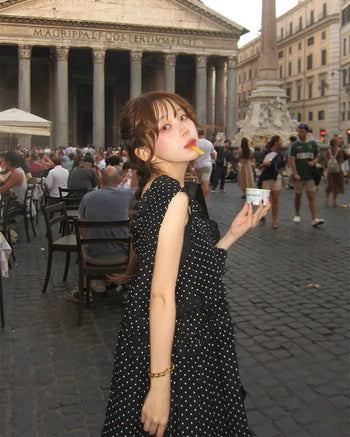 Polka dot tiered mini dress