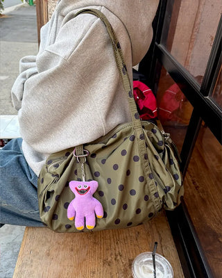 Polka Dot Nylon Shoulder Bag