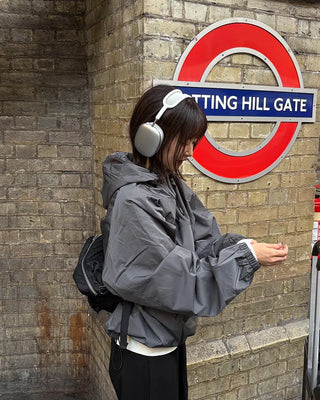 Oversized hooded windbreaker