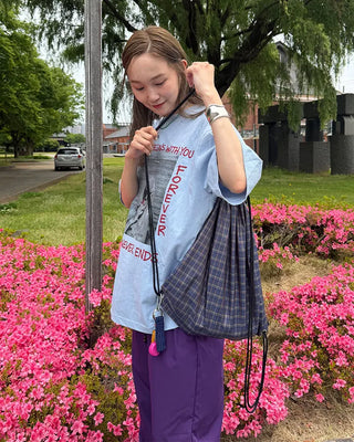 Patterned nylon drawstring bag