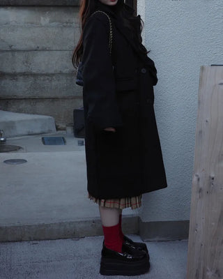 Double-button long coat