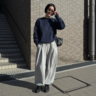 Pintuck Wide Brushed Sweatpants