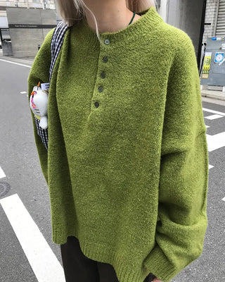 Henley neck oversized knit