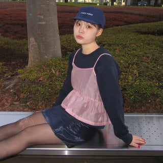 Satin mini skirt