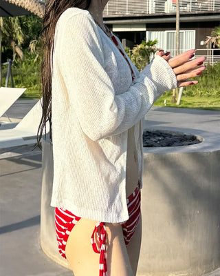 Two-button sheer cardigan