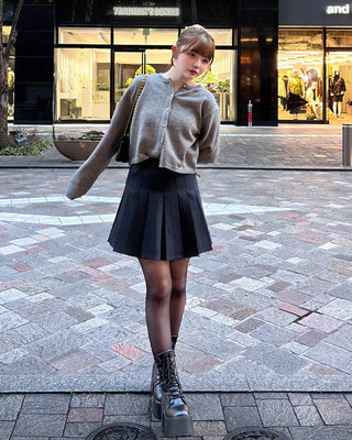 Pleated mini skirt and belt set