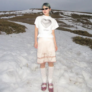 Heart print short-sleeved T-shirt