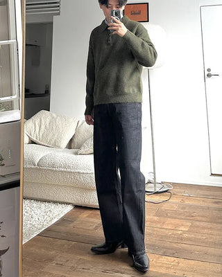 Polo collar boucle knit