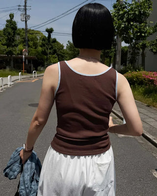 Two-tone ribbed tank top