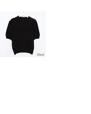 Puff-sleeve round knit